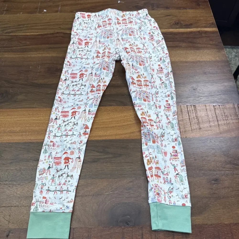Lake Pajamas Set Kids White Red Holiday Print Pima Cotton SIZE 7